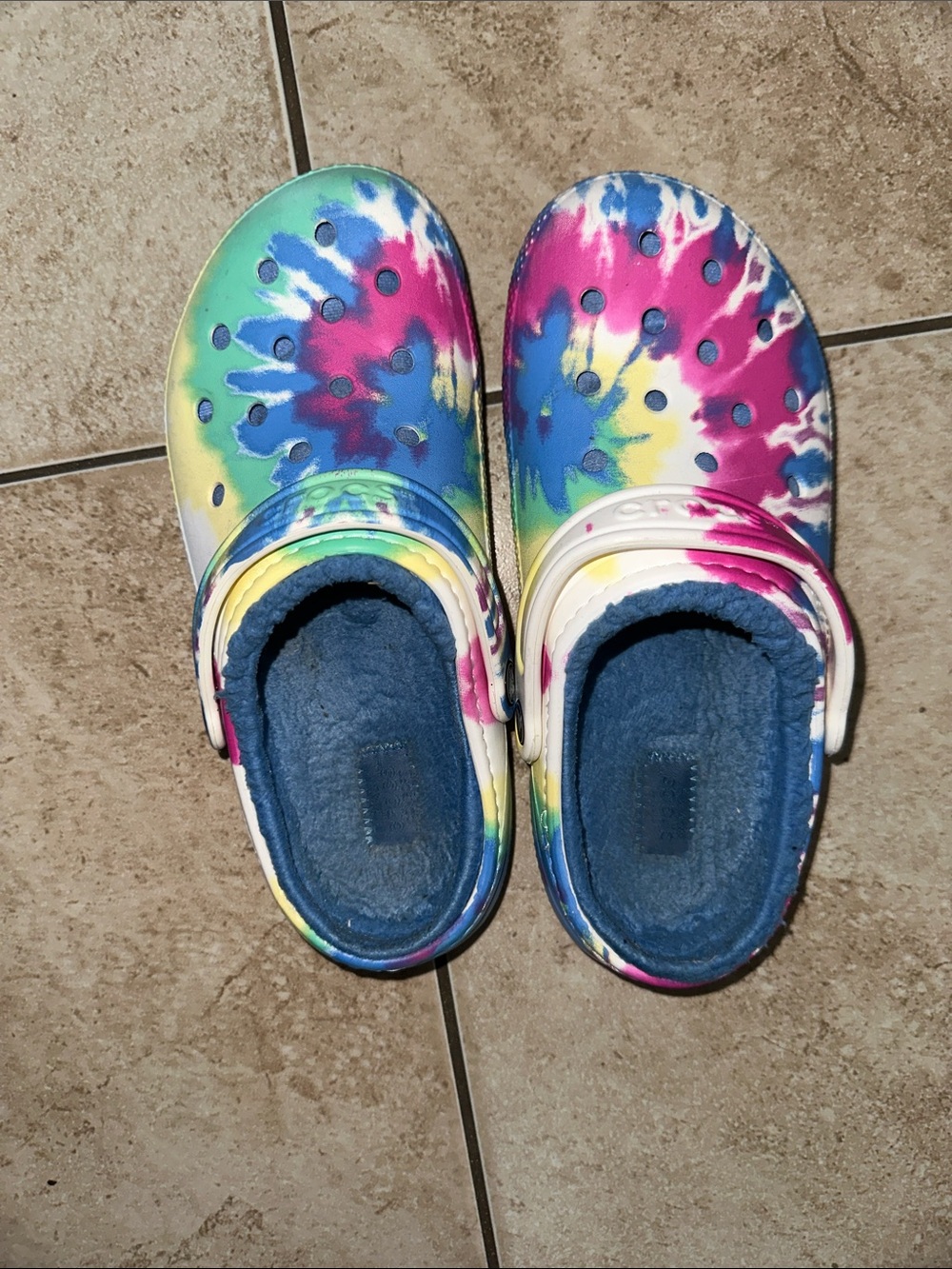 CROCS Tie-Dye Clog with Blue Liner Size 8